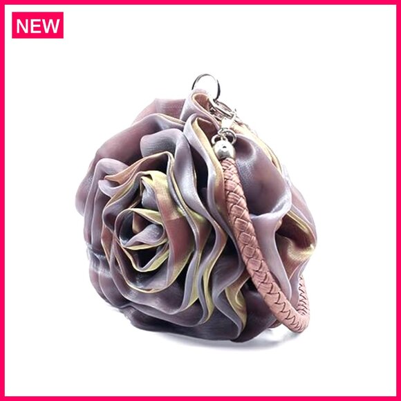 Soft Satin Clutch Evening Bag with Rose Design for Wedding Party